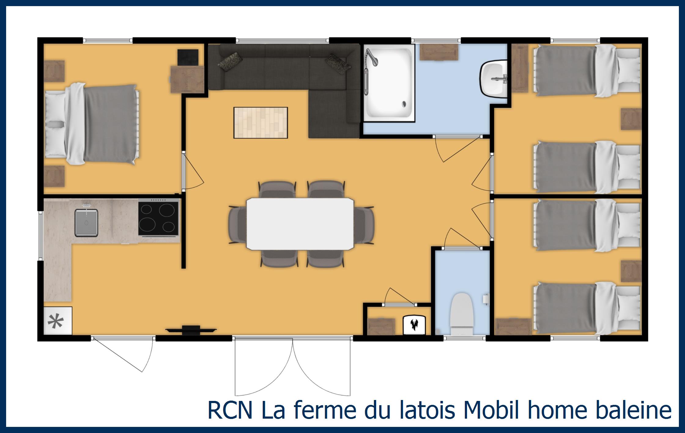 Stacaravan Mobil home baleine in La Ferme du Latois