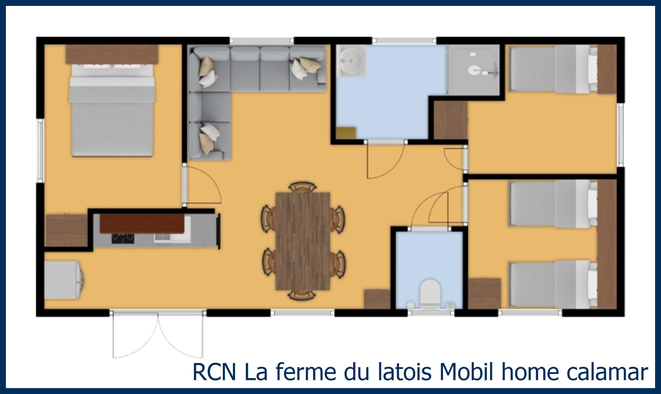 Stacaravan Mobil home calamar in La Ferme du Latois